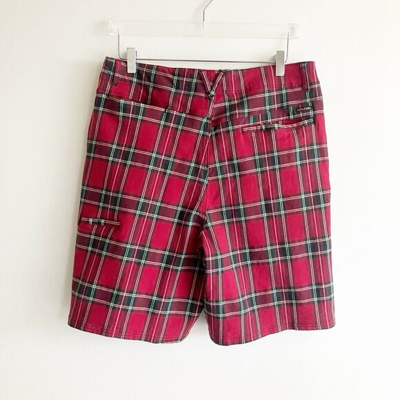 Volcom Mens Size 32 Shorts Plaid True To This Red Dark Gray White Spring Summer - Picture 4 of 6